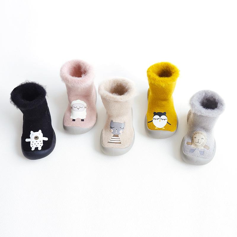 Cartoon Printed Winter Plush Booties