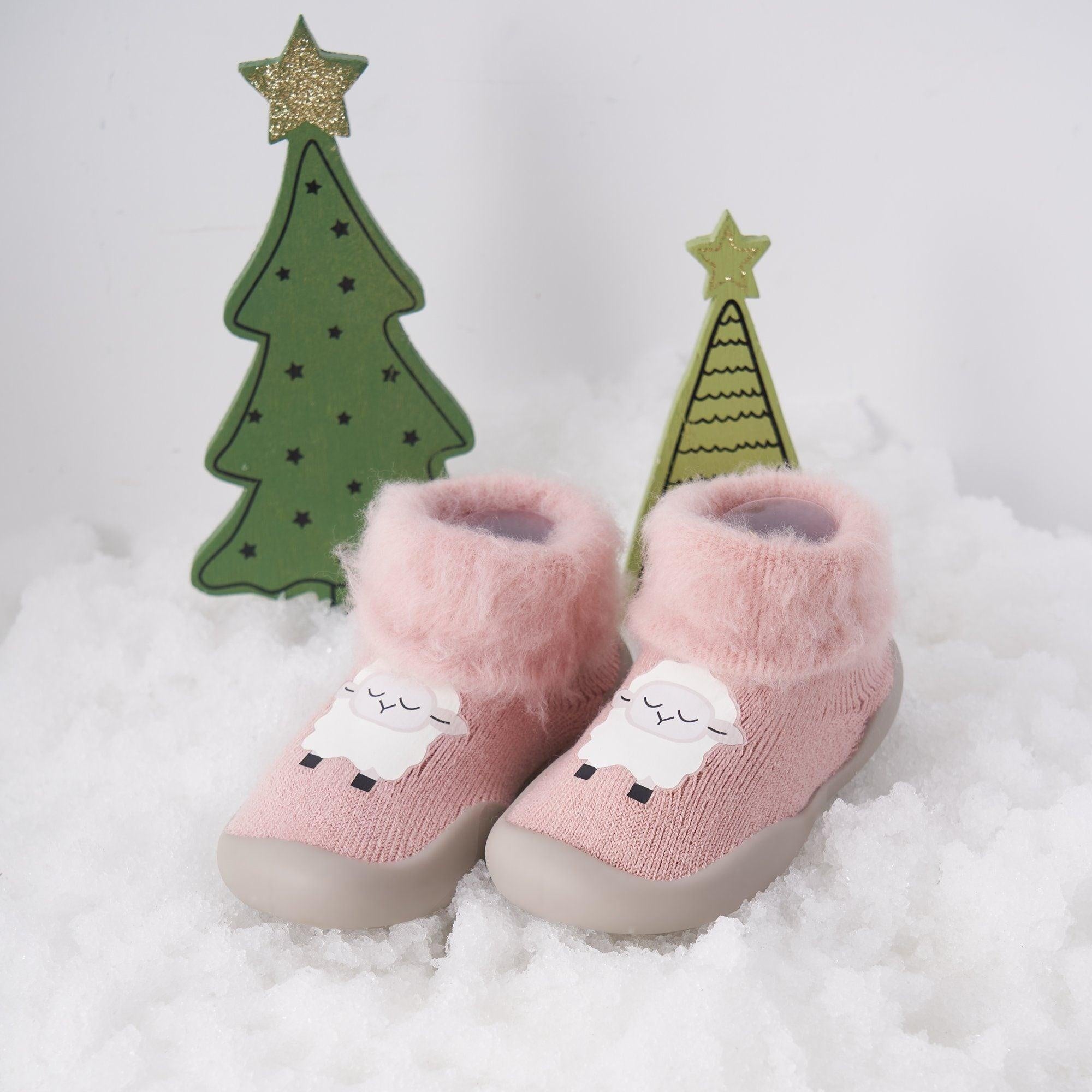 Cartoon Printed Winter Plush Booties