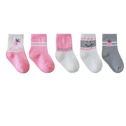 Cartoon Smiley Face Socks [Set of 5] - MomyMall 0-12 Months / Pink
