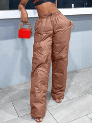Casual Baggy Puffer Pants - MomyMall Brown / S