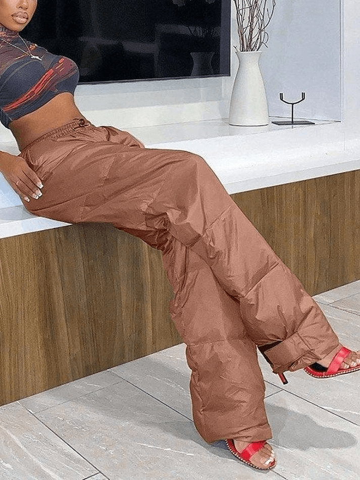 Casual Baggy Puffer Pants - MomyMall