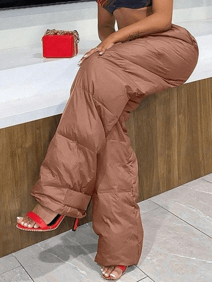 Casual Baggy Puffer Pants - MomyMall