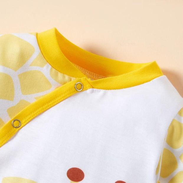 Baby Unisex Sweet Giraffe Printed Long Sleeve Baby Jumpsuit - MomyMall