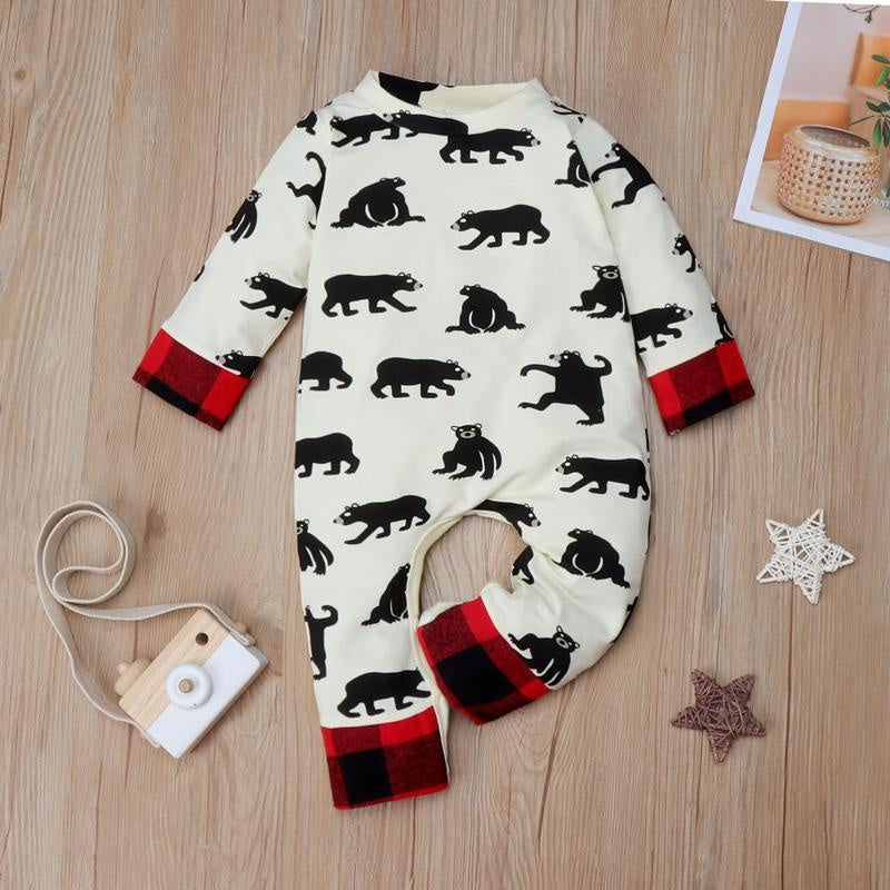 “BEAR BUM” Full Bear Printed Baby Jumpsuit - MomyMall