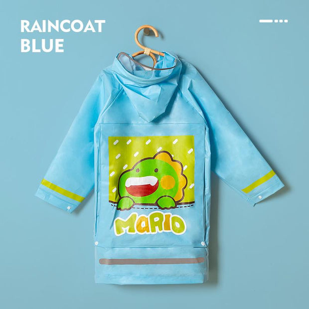 Cheerful Mario Raincoat with Adjustable Backpack Space - MomyMall 2-3 Years / Blue