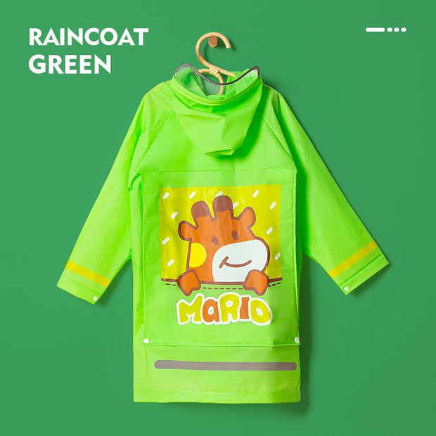 Cheerful Mario Raincoat with Adjustable Backpack Space - MomyMall 2-3 Years / Green