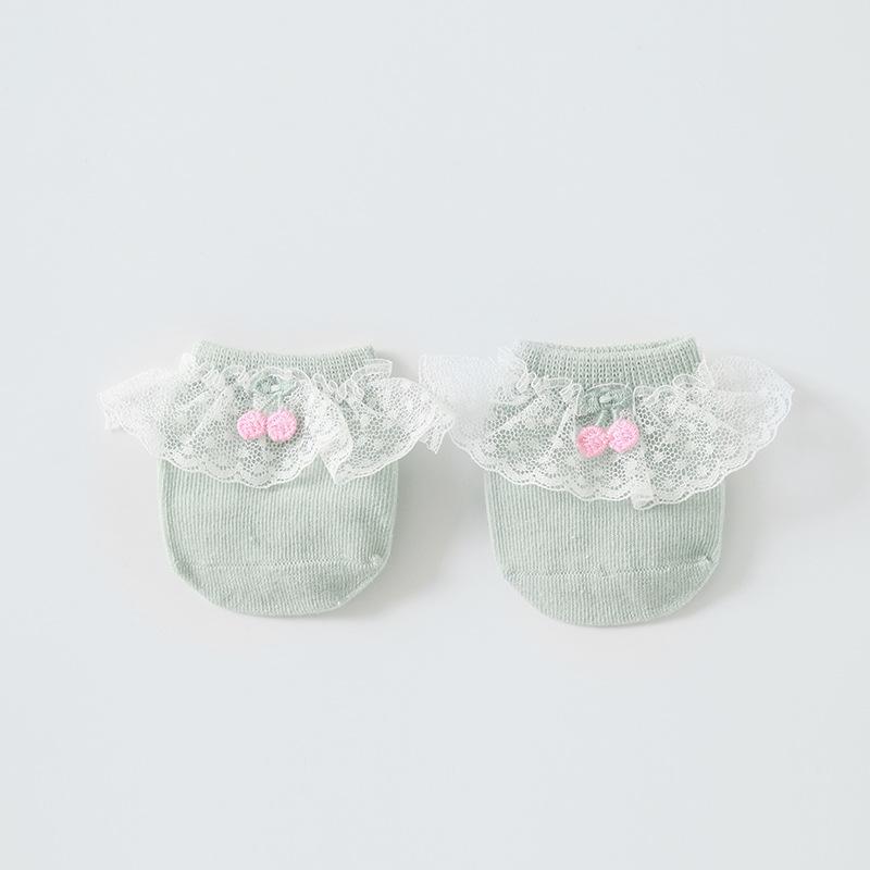 Cherry Lace Baby Socks - MomyMall 0-6 Months / Mint