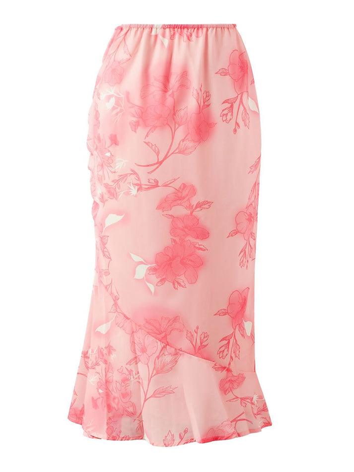 Chiffon Floral Print Midi Skirt - MomyMall