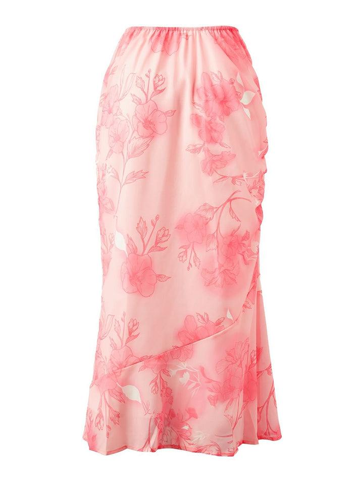 Chiffon Floral Print Midi Skirt - MomyMall