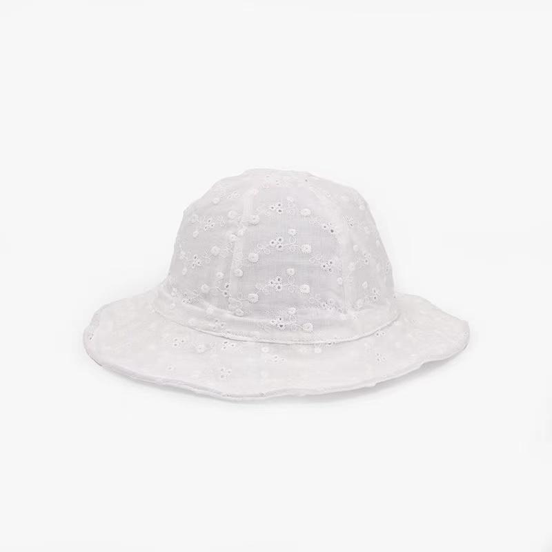 Chloe Embroidered Floral Baby Bucket Hat - MomyMall White