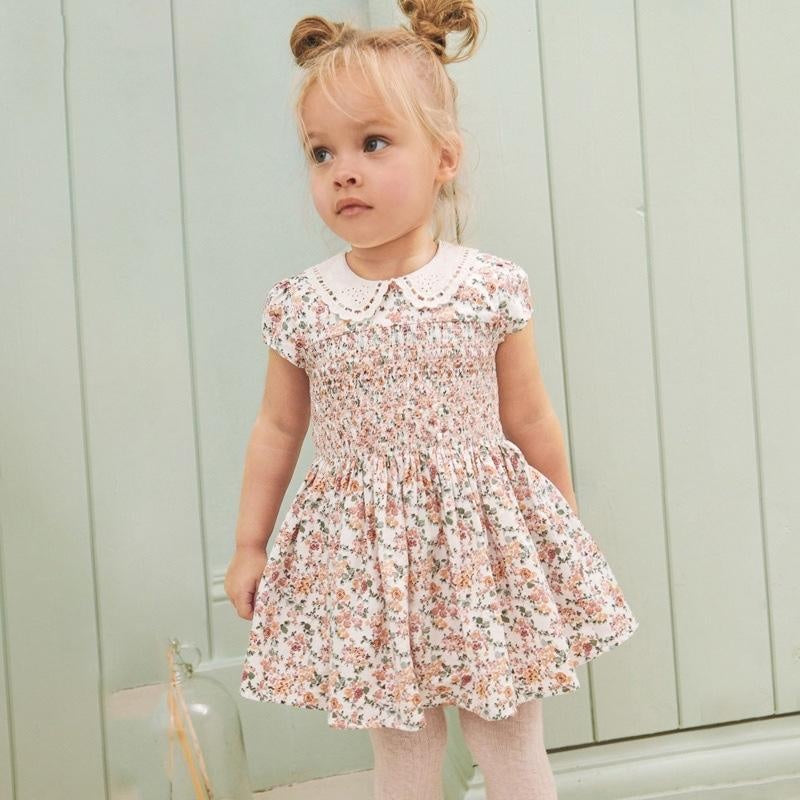 Cindy Lace Collar Floral Dress - MomyMall