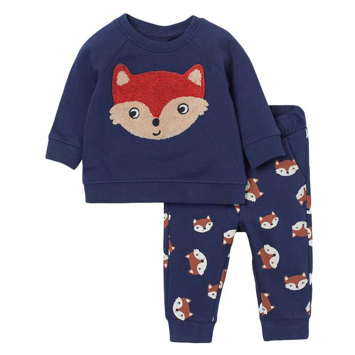 Happy Fox Patch Sweatshirt Set - MomyMall 2-3 Years