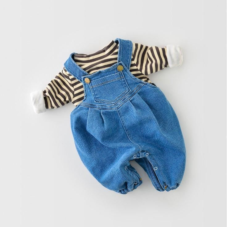 Cody Denim Plush Baby Romper - MomyMall