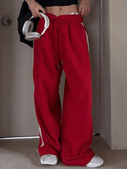 Contrast Striped Casual Baggy Pants