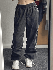 Pantalon de jogging noir à rayures contrastées Y2K