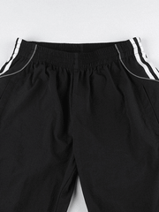 Pantalon de jogging noir à rayures contrastées Y2K