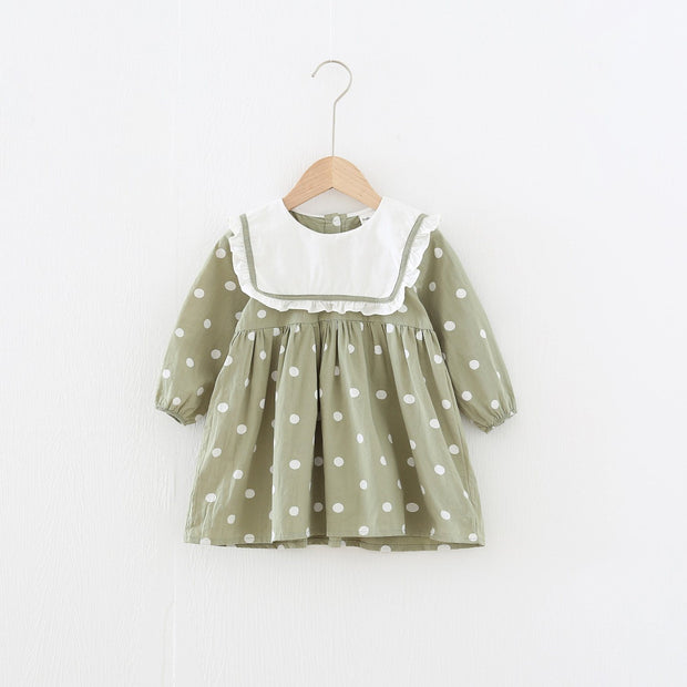 Cornelia Polka Dots Doll Dress - MomyMall Green / 18-24 Months