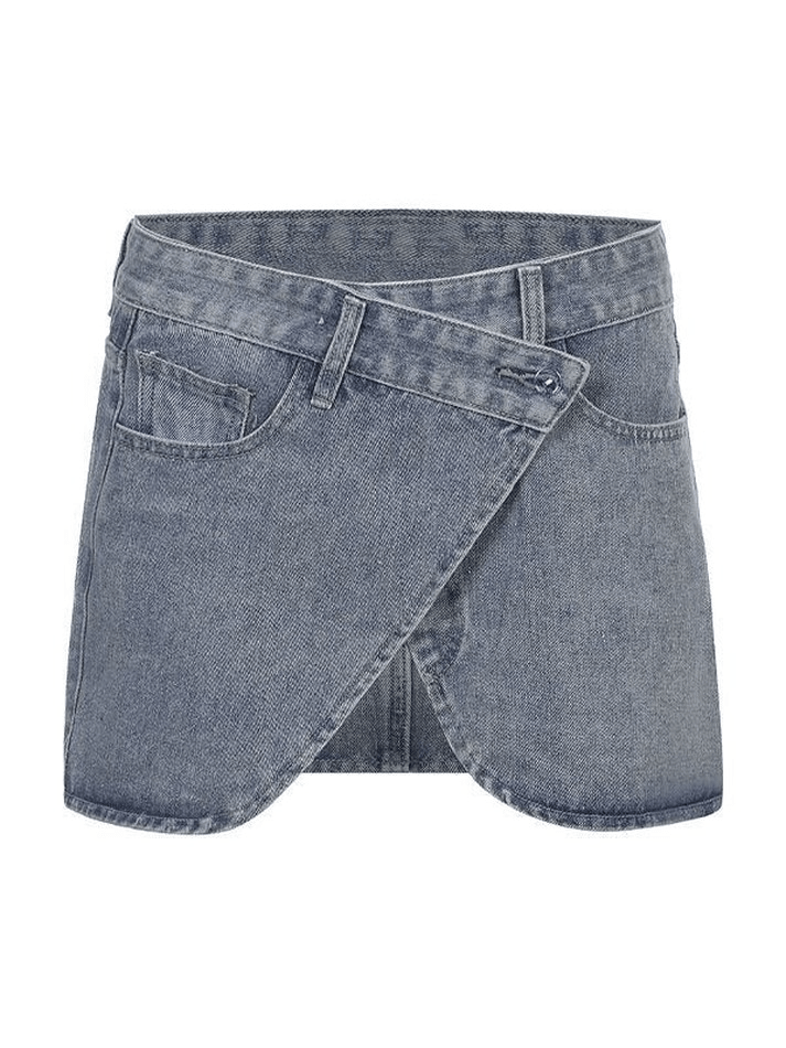 Criss Cross Denim Mini Skirt