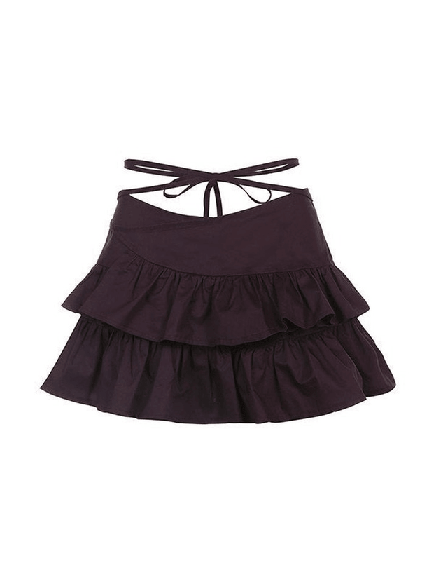 Criss Cross Tiered Ruffle Mini Skirt