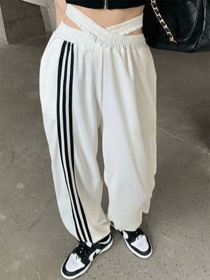 Pantalon de jogging rayé croisé