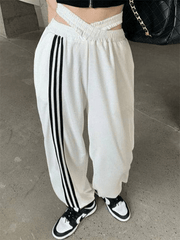 Cross Over Striped Jogger Pants