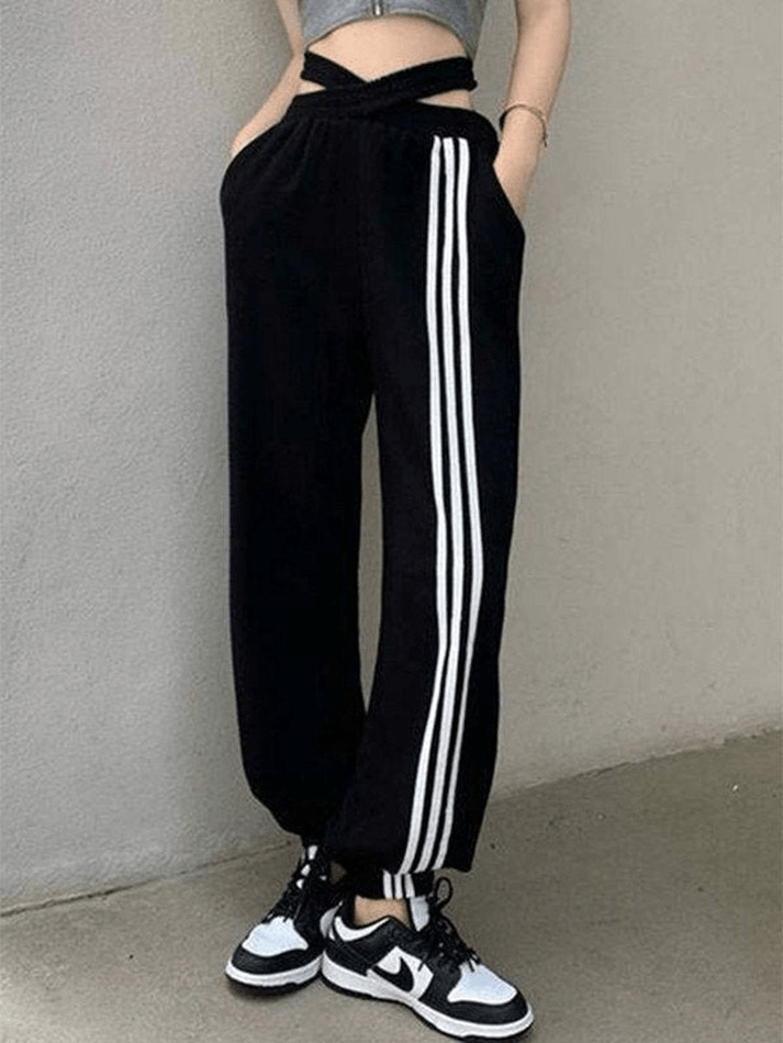 Pantalon de jogging rayé croisé