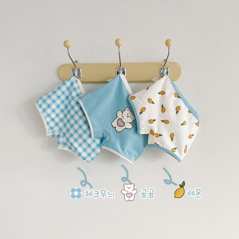 Bunny & Bear Fruits Underwear [Set of 3] - MomyMall 2-3 Years / Blue Boxer