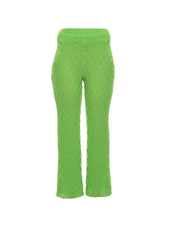 Cutout Crochet Knit Straight Leg Pants