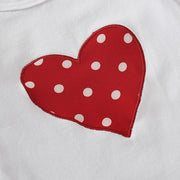 3PCS Newborn Baby Girl Heart-shaped Printed Long Sleeve Romper With Red Polka Dot Pants Set - MomyMall