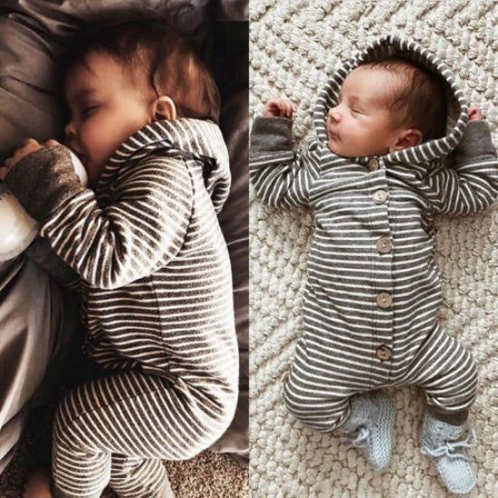 Lovely Striped Printed Long Sleeve Baby Boy Girl Jumpsuit