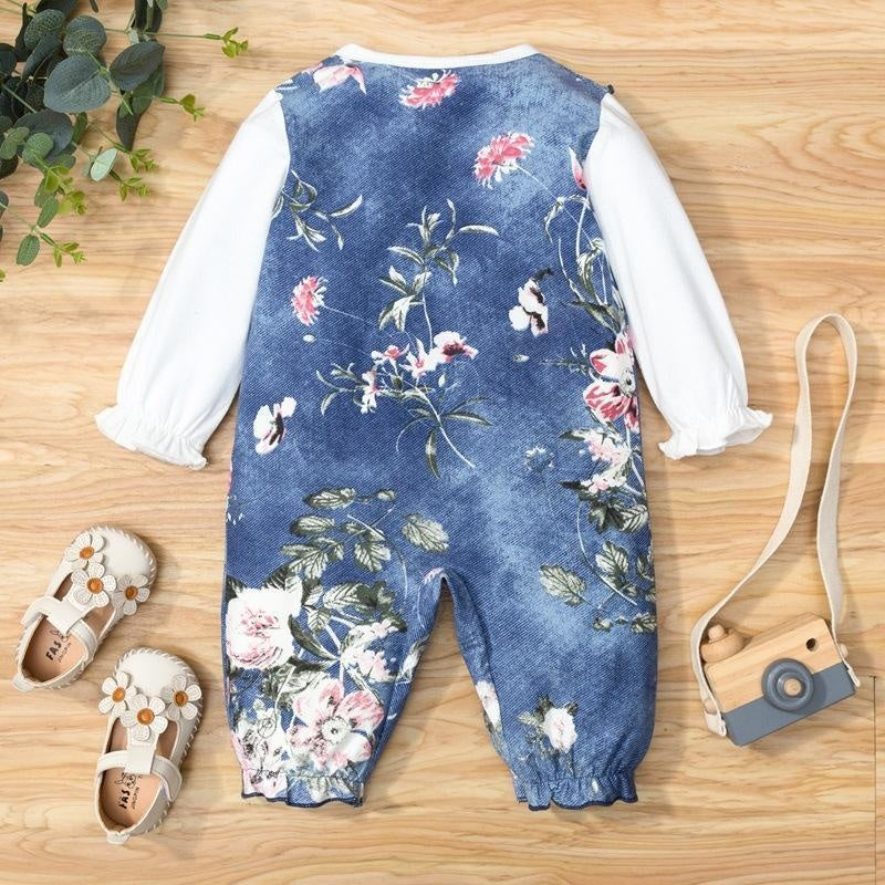 Cute Floral Printed Baby Jumpsuit - MomyMall