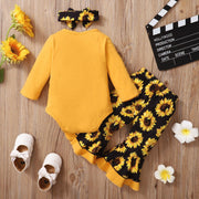 3PCS Sunflower Printed Long-sleeve Baby Set - MomyMall