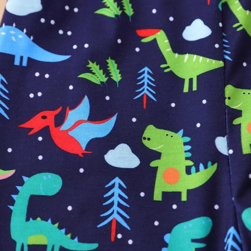 2PCS Cute Dinosaur Printed Baby Hoodie Set