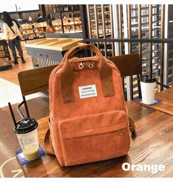 Lila Soft Cord Backpack - MomyMall Orange