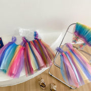 Magical Rainbow Sleeveless Tulle Dress - MomyMall