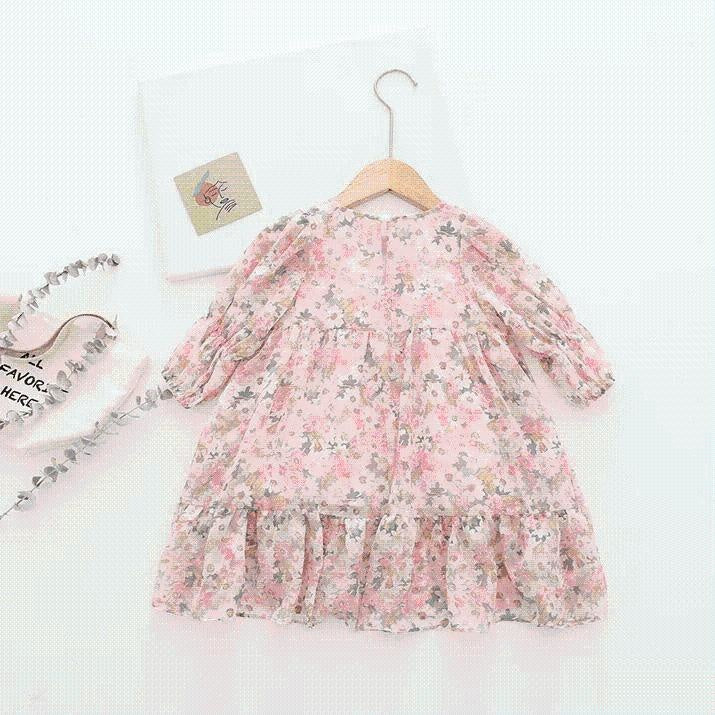 Dacy Watercolor Floral Chiffon Dress