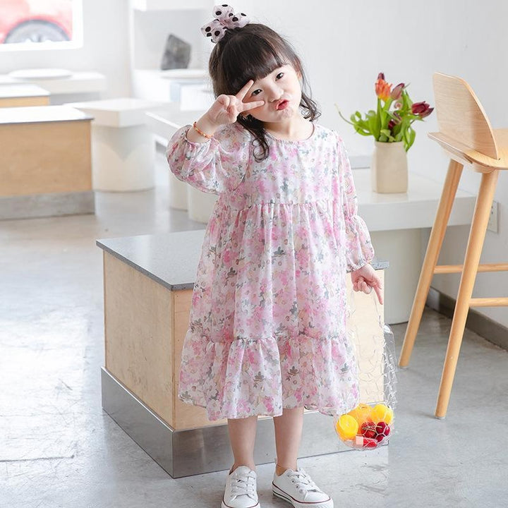 Dacy Watercolor Floral Chiffon Dress