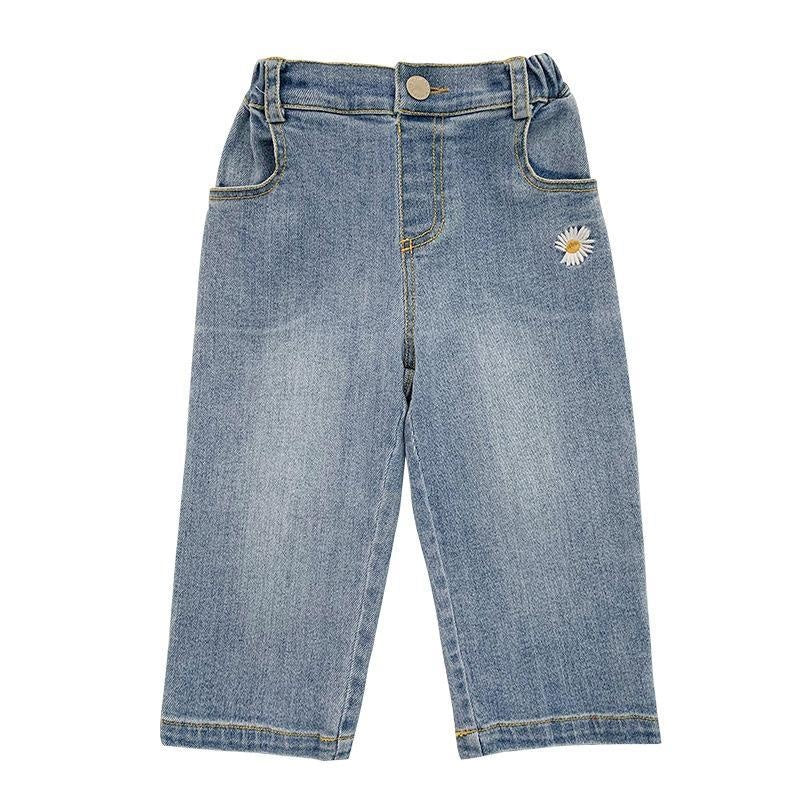 Daisy Embroidered Denim Pants - MomyMall 18-24 Months