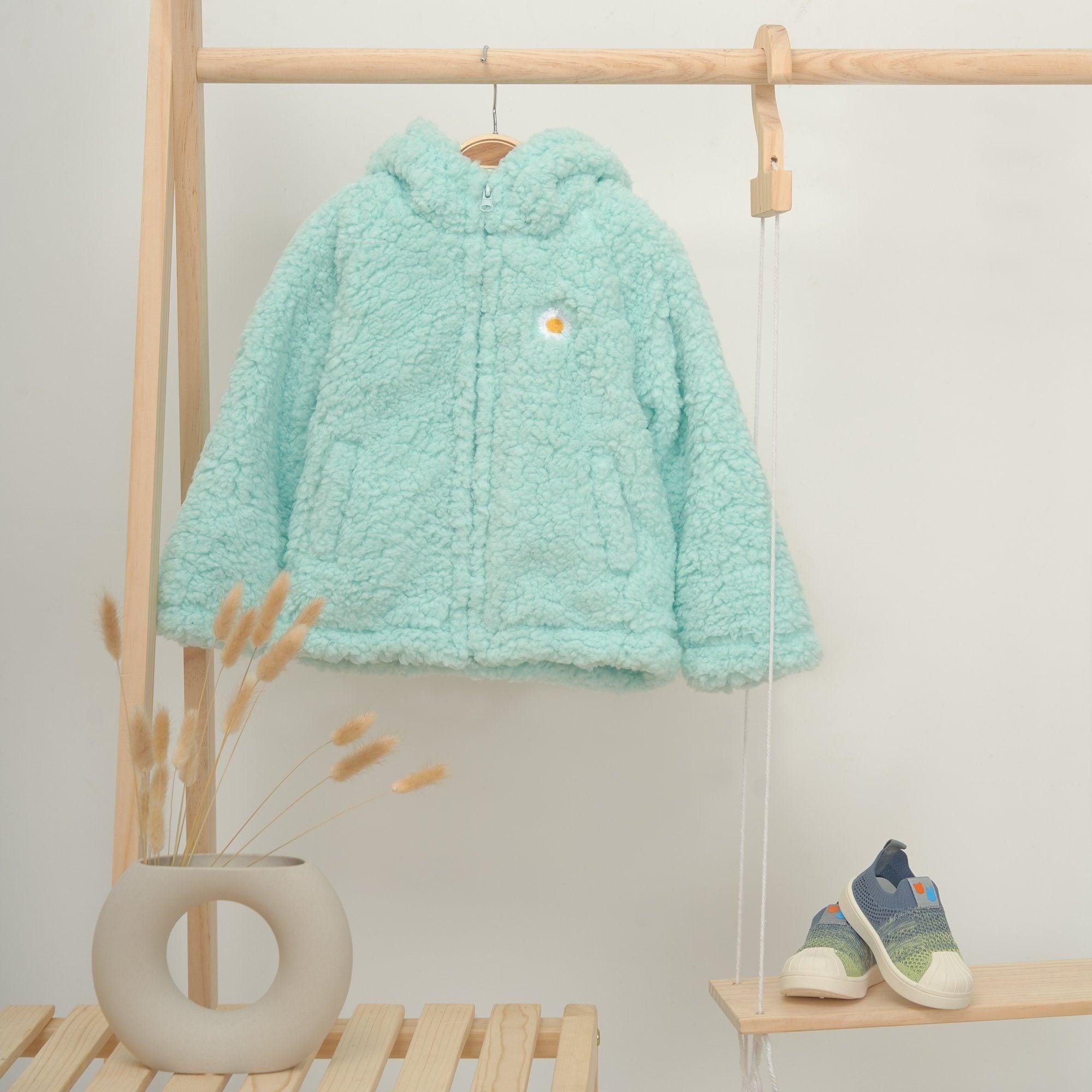 Daisy Oversized Teddy Fur Hooded Coat - MomyMall 12-18 Months / Blue