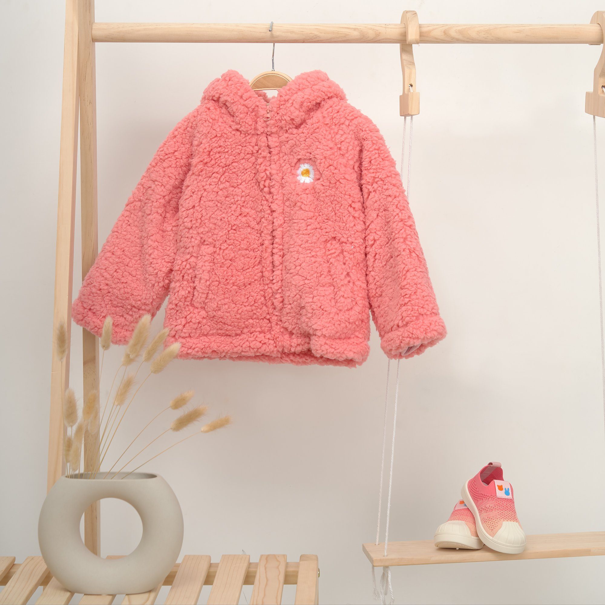 Daisy Oversized Teddy Fur Hooded Coat - MomyMall 12-18 Months / Pink