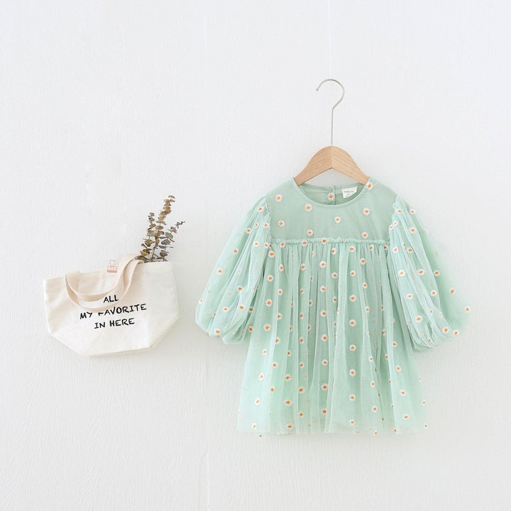 Embroidered Daisy Fairy Tulle Dress - MomyMall Mint / 18-24 Months