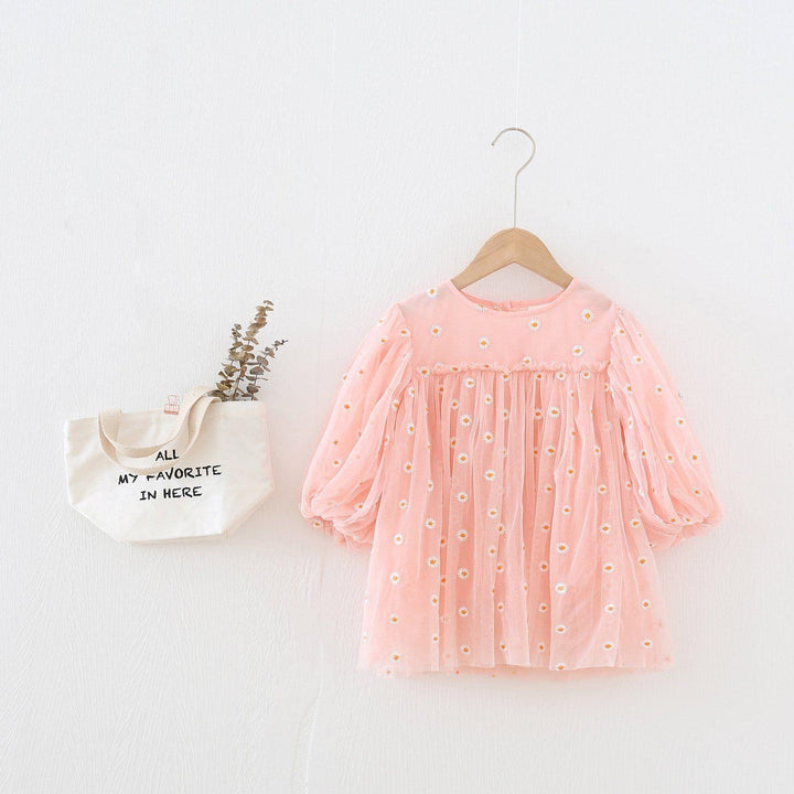 Embroidered Daisy Fairy Tulle Dress - MomyMall Pink / 18-24 Months