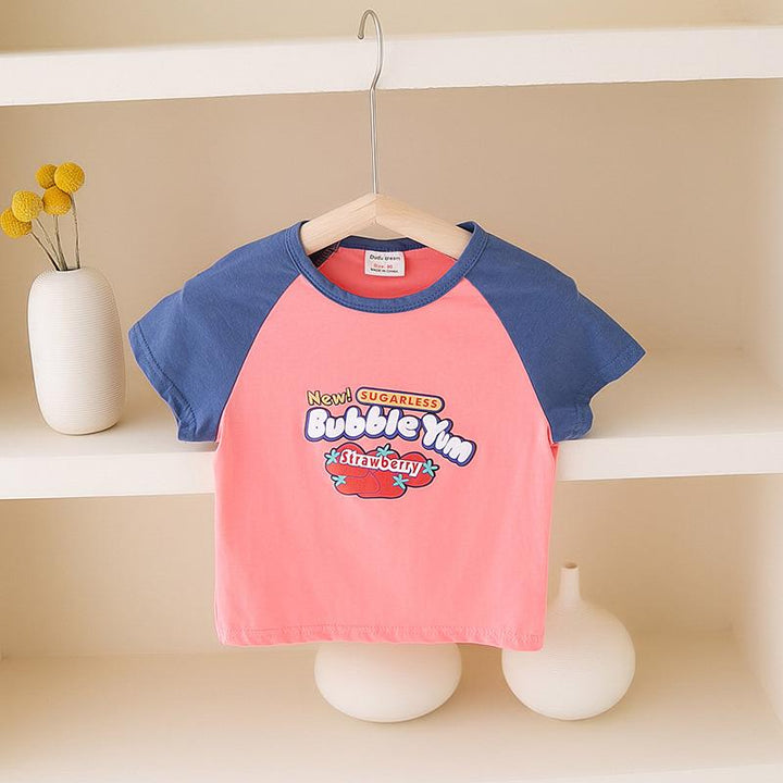 Cartoon Printed Colorblock Tee - MomyMall 18-24 Months / Navy