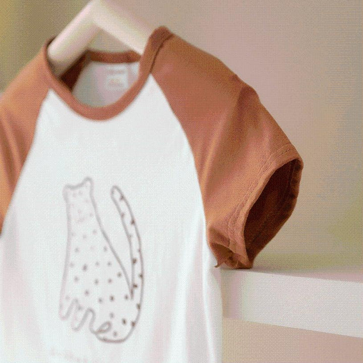 Cartoon Printed Colorblock Tee - MomyMall