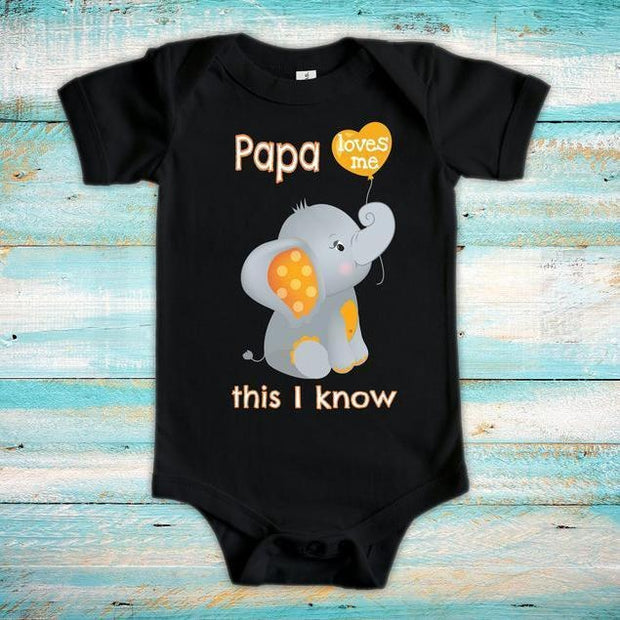 Papa Loves Me Elephant Printed Baby Romper - MomyMall