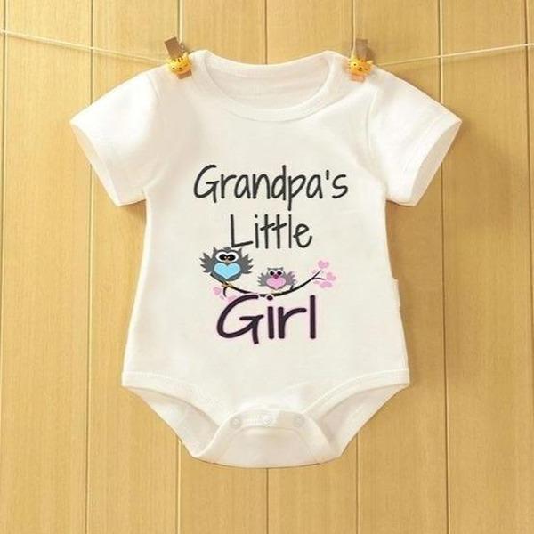 Grandpa's Little Girl Birds Printed Baby Romper