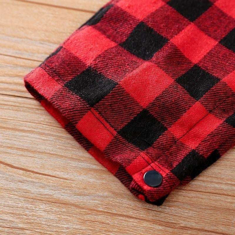 Baby Classic Plaid Polo Collar Jumpsuit