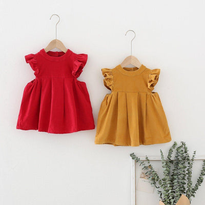 Debbie Ruffled Corduroy Dress