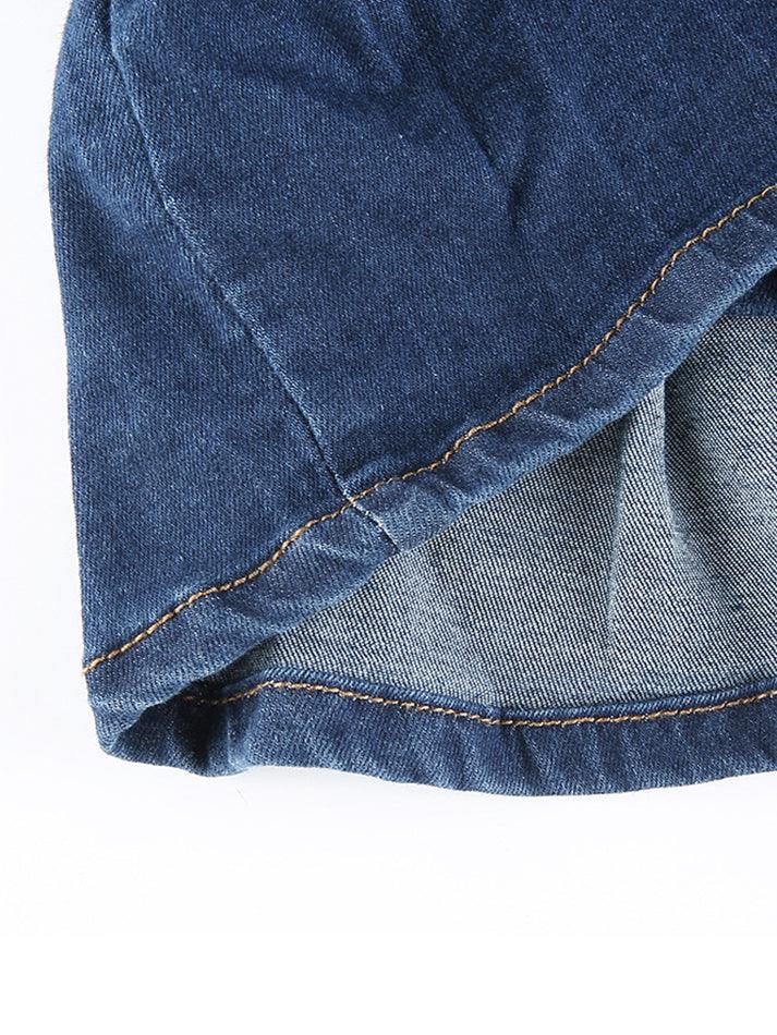 Denim Pleated Mini Skirt