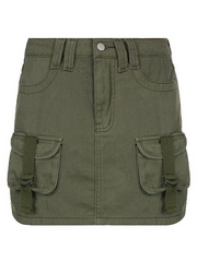 Denim Pocket Patched Mini Skirt - MomyMall